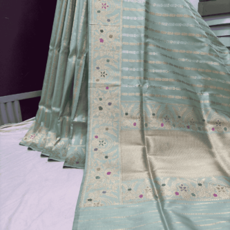 pista green pure katan silk banarasi handloom handwoven sarees