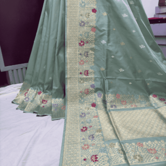 light green pure katan silk banarasi handloom handwoven sarees 