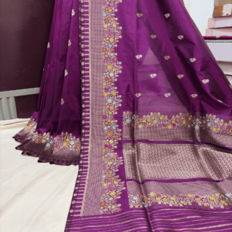 purple pure katan silk banarasi handloom handwoven sarees