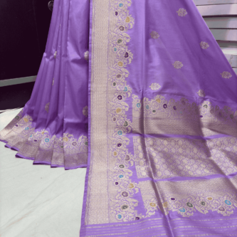 lavender pure katan silk banarasi handloom handwoven sarees