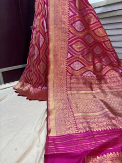 rani pink pure katan silk banarasi handloom handwoven luxury rangkat sarees