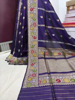 purple pure katan silk banarasi handloom handwoven sarees