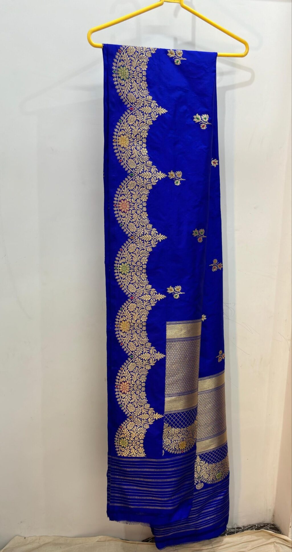 royal blue pure katan silk banarasi handwoven kadhwa dupatta