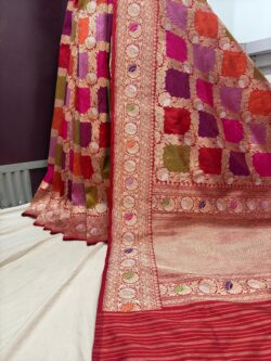red pure katan silk banarasi handloom handwoven rangkat sarees