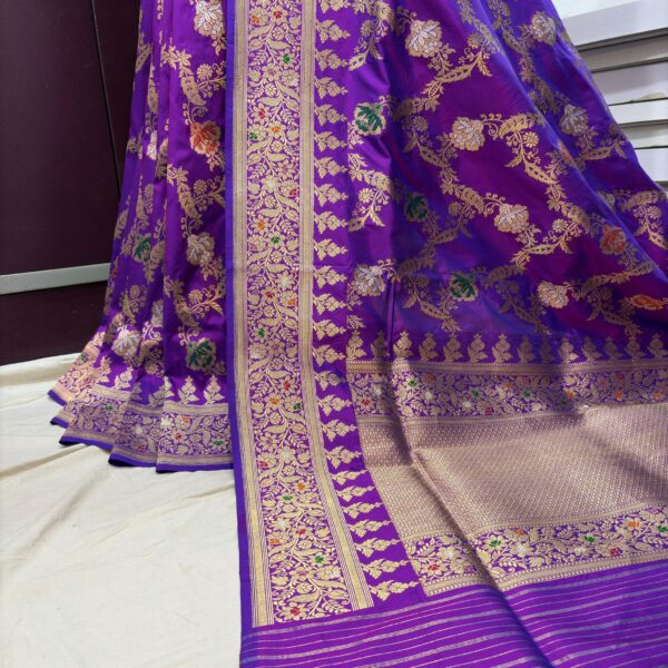 purple pure katan silk banarasi handloom handwoven kadhwa jangla sarees