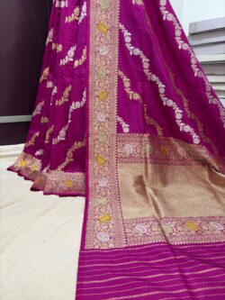 majanta pure katan silk banarasi handloom handwoven kadhwa jangla sarees