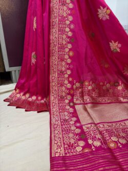 rani pink pure katan silk banarasi handloom handwoven kadhwa sarees
