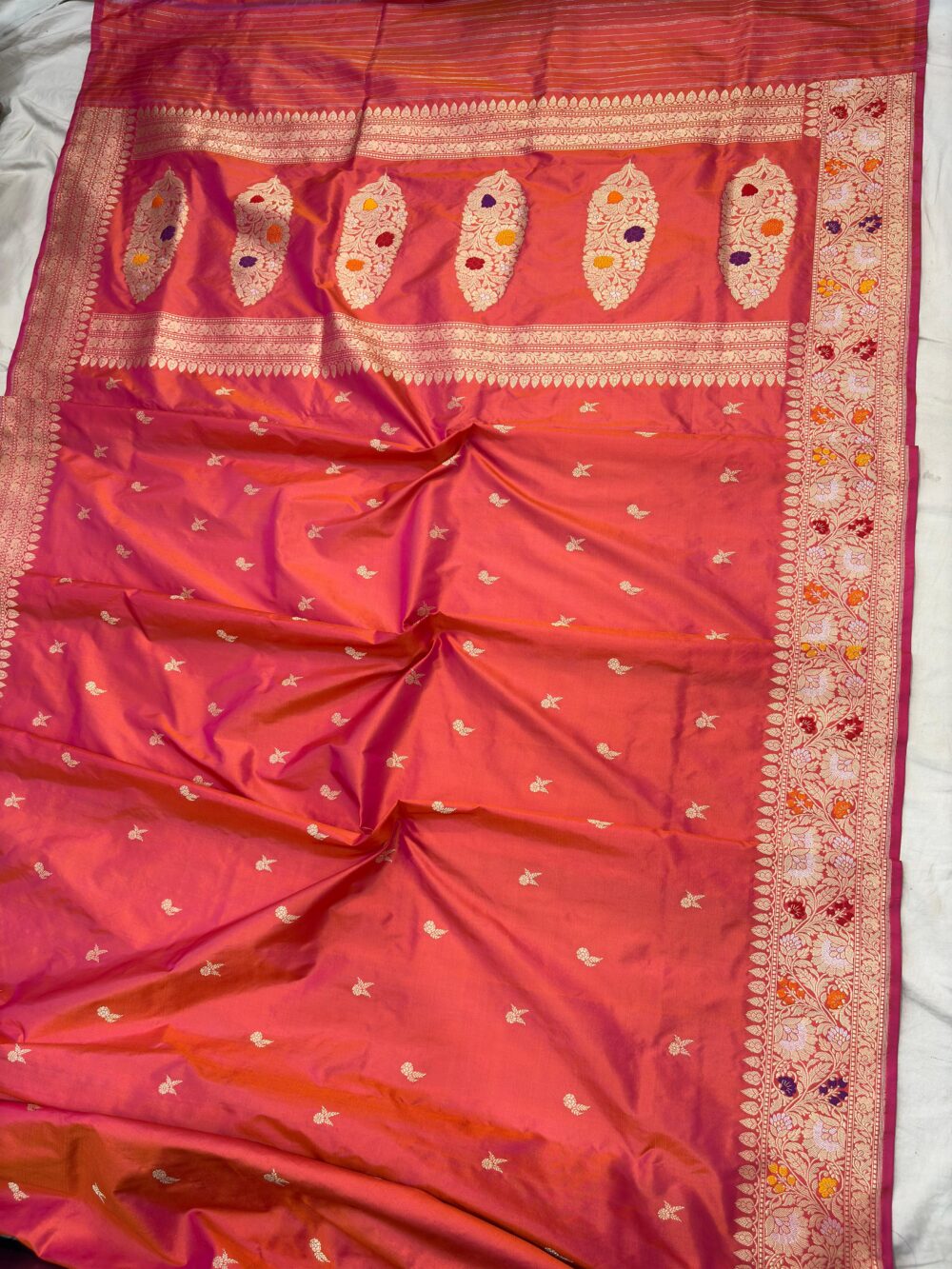 orang ranipink pure katan silk banarasi handloom handwoven kadhwa sarees - Image 2