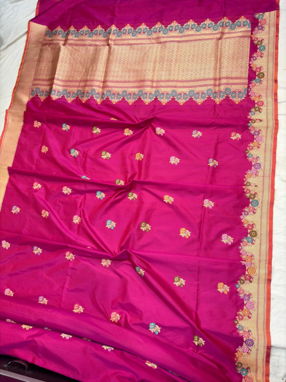 rani pink pure katan silk banarasi handloom handwoven kadhwa sarees - Image 2