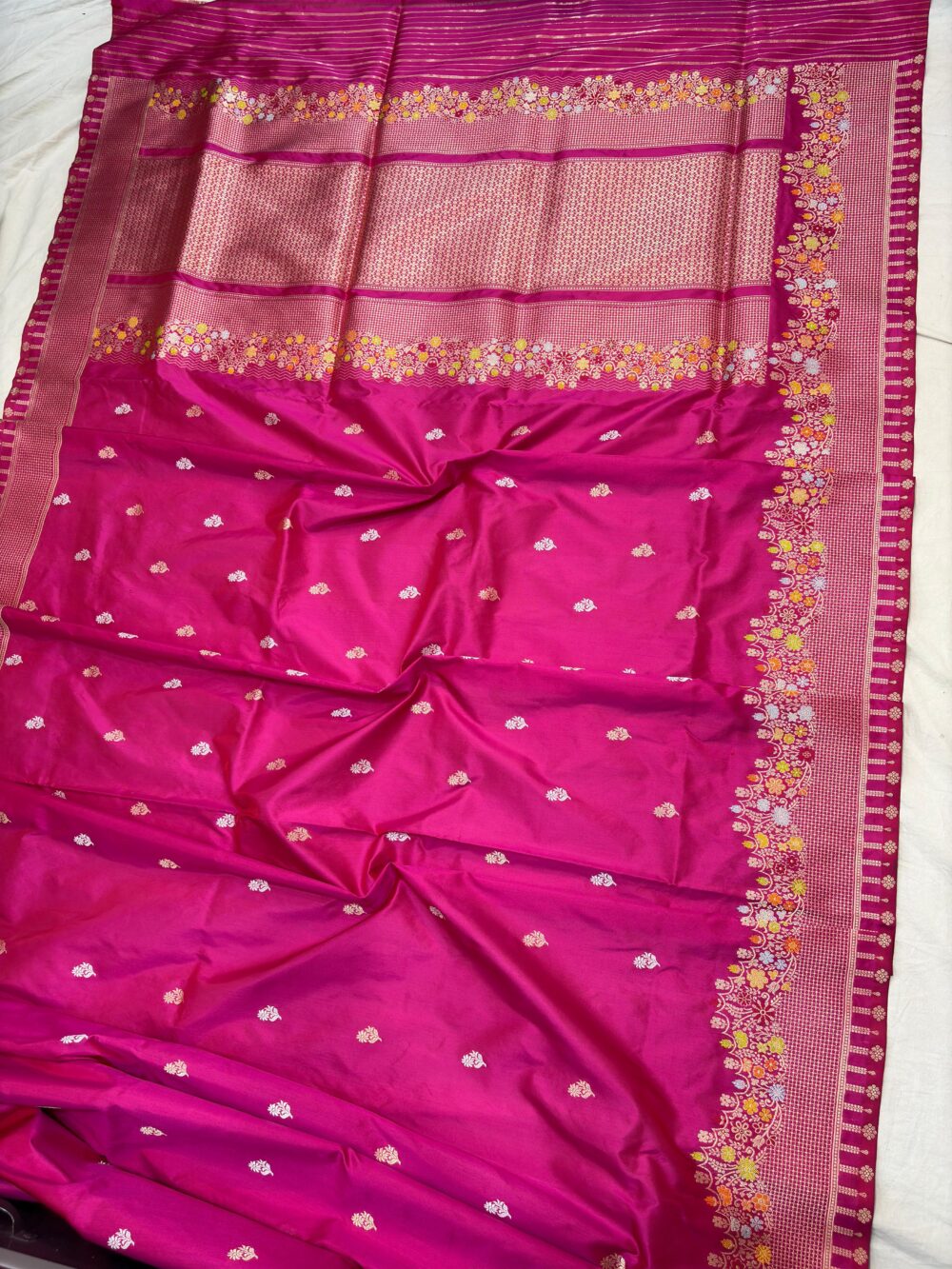 rani pink pure katan silk banarasi handloom handwoven kadhwa sarees - Image 2