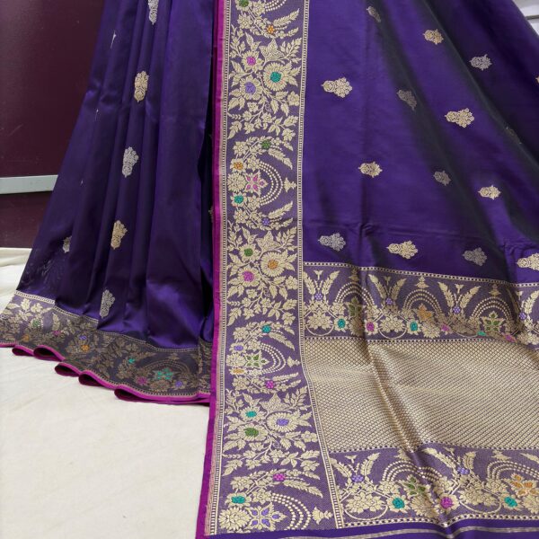 violet purple pure katan silk banarasi handloom handwoven kadhwa sarees