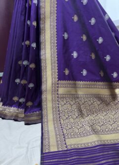 violet purple pure katan silk banarasi handloom handwoven kadhwa sarees