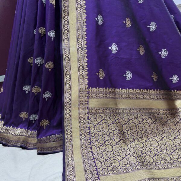 violet purple pure katan silk banarasi handloom handwoven kadhwa sarees