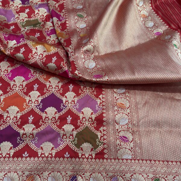 red pure katan silk banarasi handloom handwoven kadhwa rangkat sarees