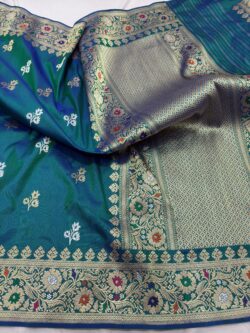 morpich green pure katan silk banarasi handloom handwoven kadhwa sarees