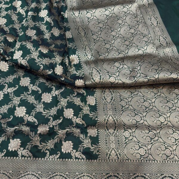 green pure katan silk banarasi handloom handwoven cutwork jaal sarees