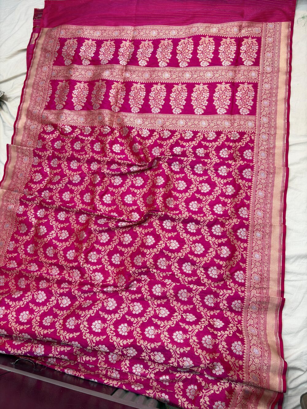 ranipink pure katan silk banarasi handloom handwoven cutwork jaal sarees - Image 2