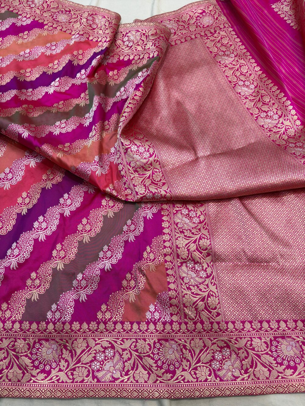 ranipink rangkat pure katan silk banarasi handloom handwoven kadhwa sarees