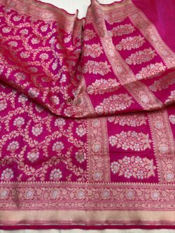 ranipink pure katan silk banarasi handloom handwoven cutwork jaal sarees