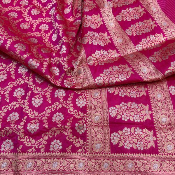 ranipink pure katan silk banarasi handloom handwoven cutwork jaal sarees