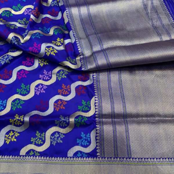 royal blue pure katan silk banarasi handloom handwoven kadhwa jangla sarees