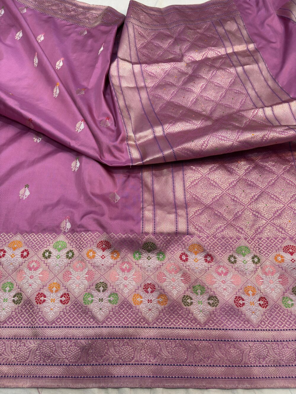 iktara pure katan silk banarasi handloom handwoven kadhwa sarees onion pink