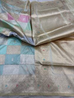 pastel shade rangkat pure katan silk banarasi handloom handwoven kadhwa sarees