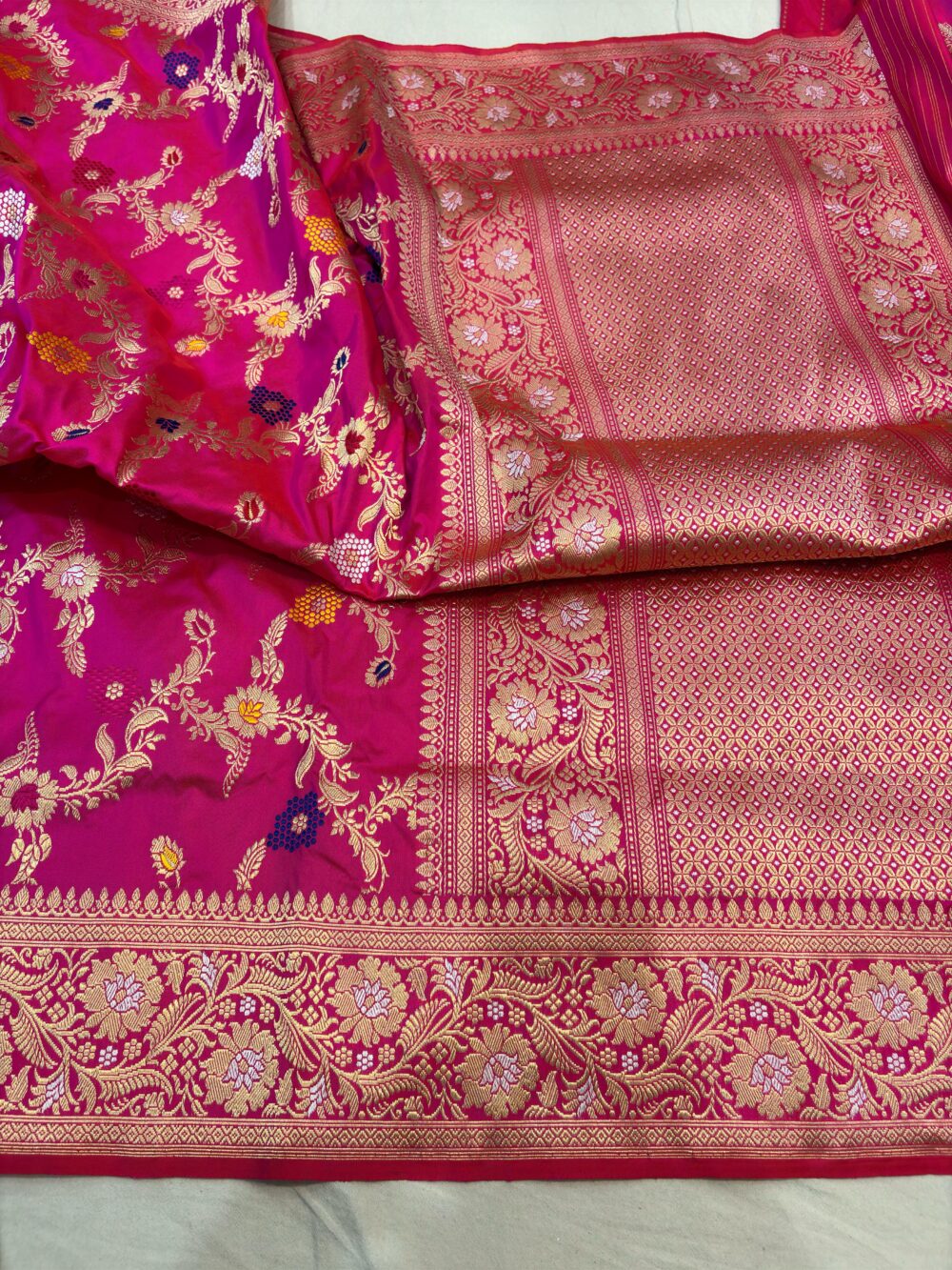 ranipink pure katan silk banarasi handloom handwoven kadhwa jangla sarees