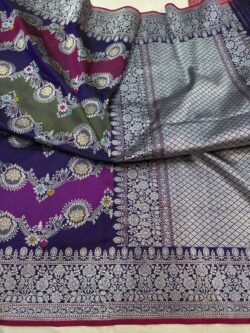 rangkat pure katan silk banarasi handloom handwoven kadhwa sarees purple colour