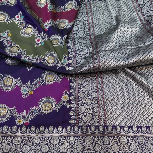 rangkat pure katan silk banarasi handloom handwoven kadhwa sarees purple colour