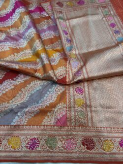 rangkat pure katan silk banarasi handloom handwoven kadhwa sarees orang colour