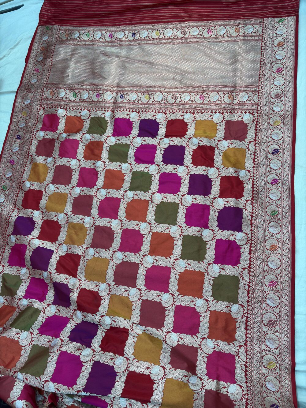 rangkat pure katan silk banarasi handloom handwoven kadhwa sarees red colour - Image 2