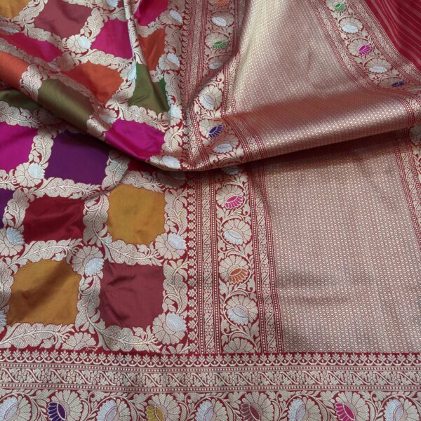 rangkat pure katan silk banarasi handloom handwoven kadhwa sarees red colour