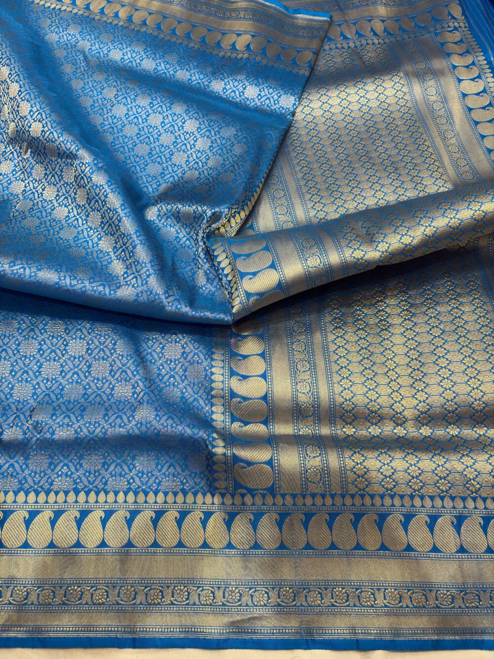 powder blue pure katan silk banarasi handloom handwoven brocade sarees