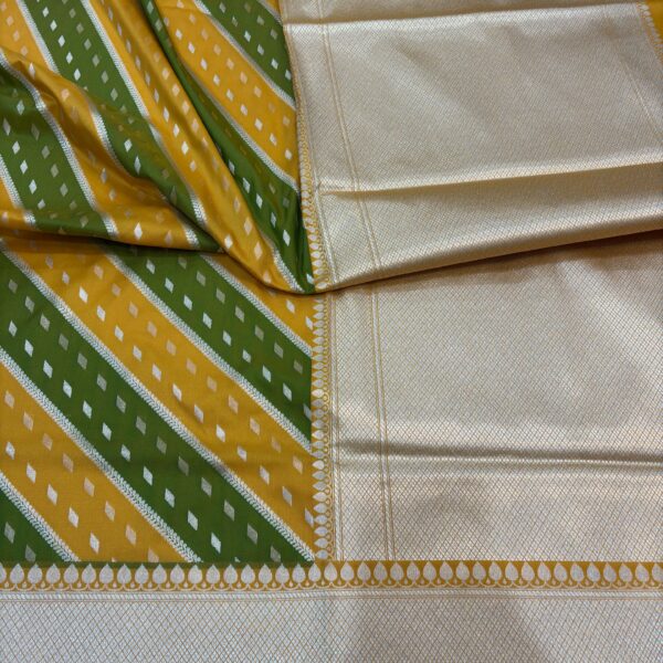 musatrd yellow rangkat katan silk banarasi sarees