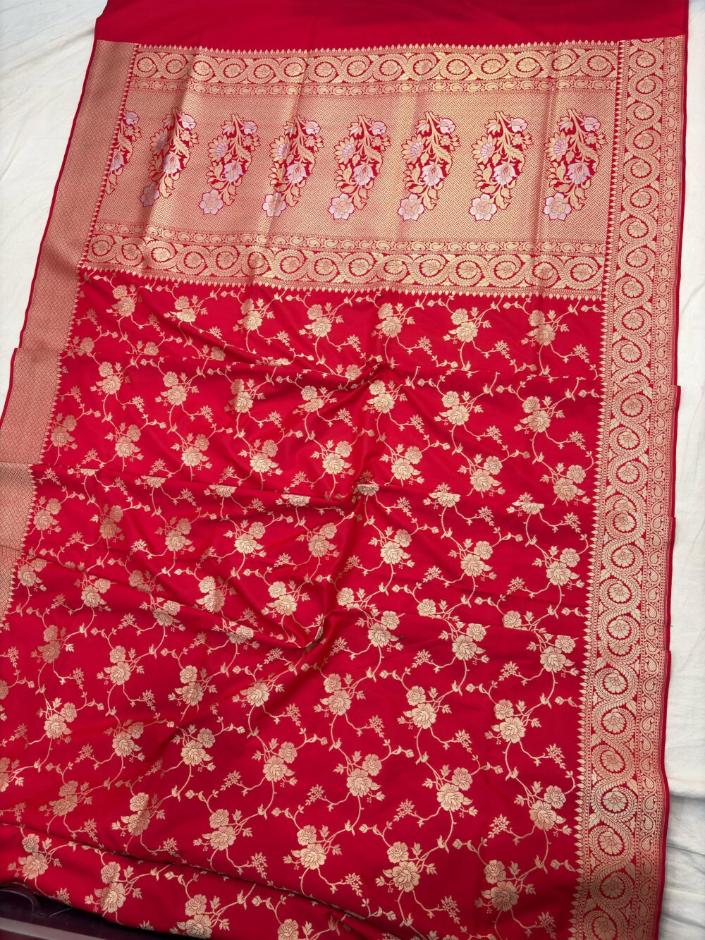 redis pink katan silk banarasi jaal sarees - Image 2