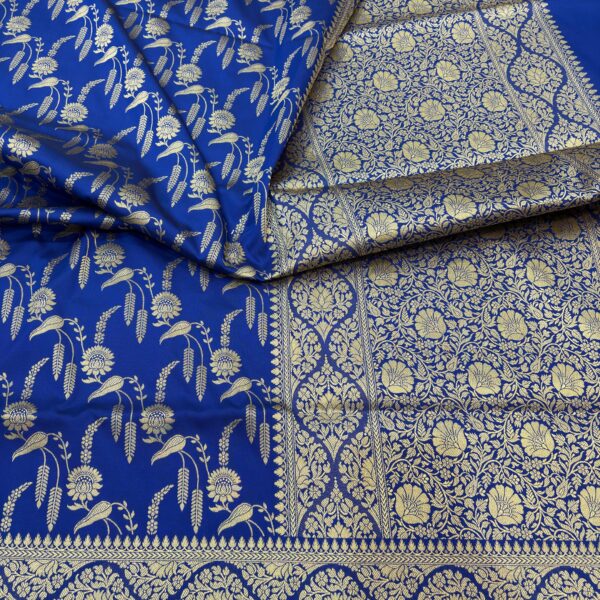 royal blue katan silk banarasi jaal sarees