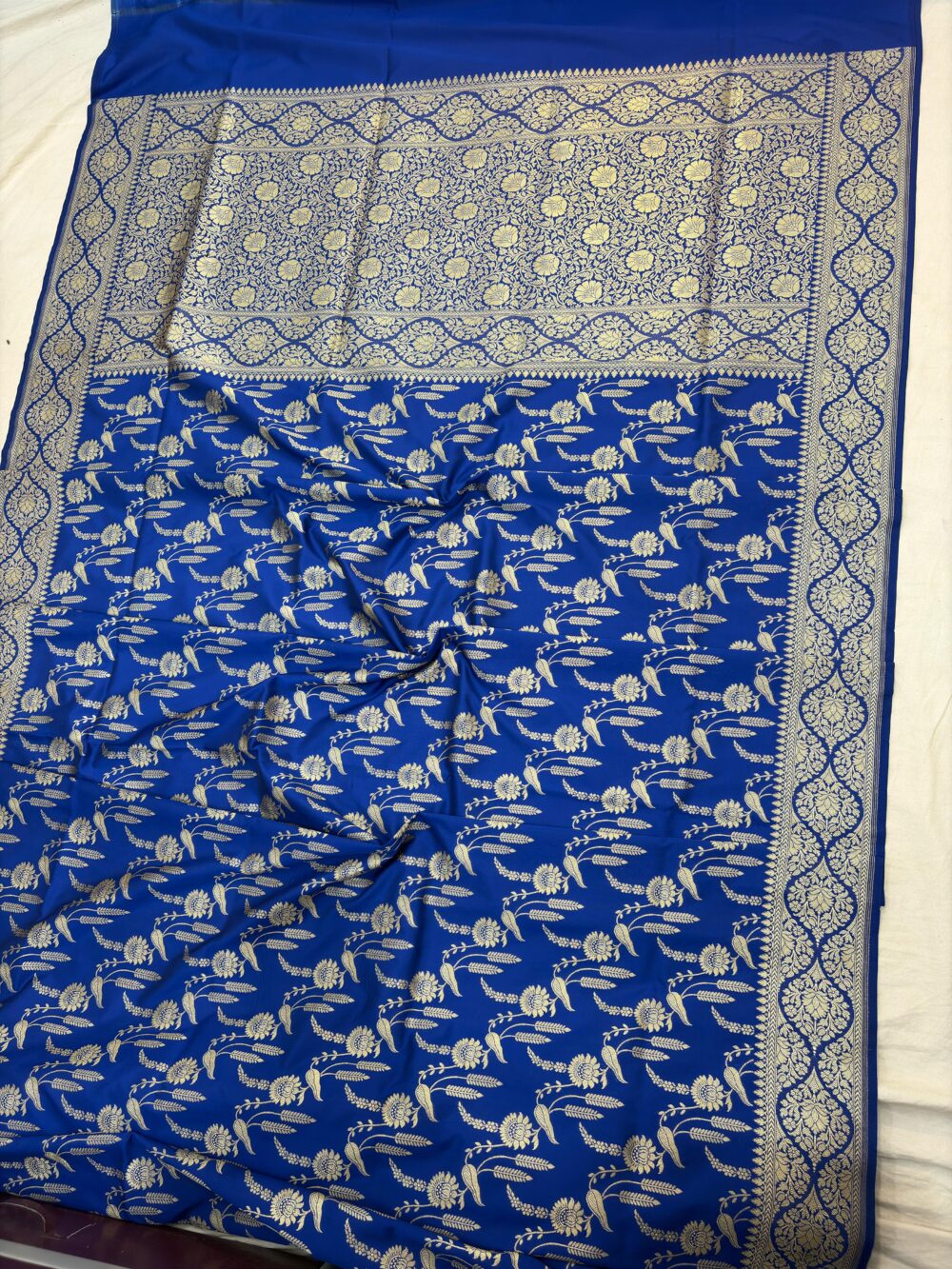 royal blue katan silk banarasi jaal sarees - Image 2