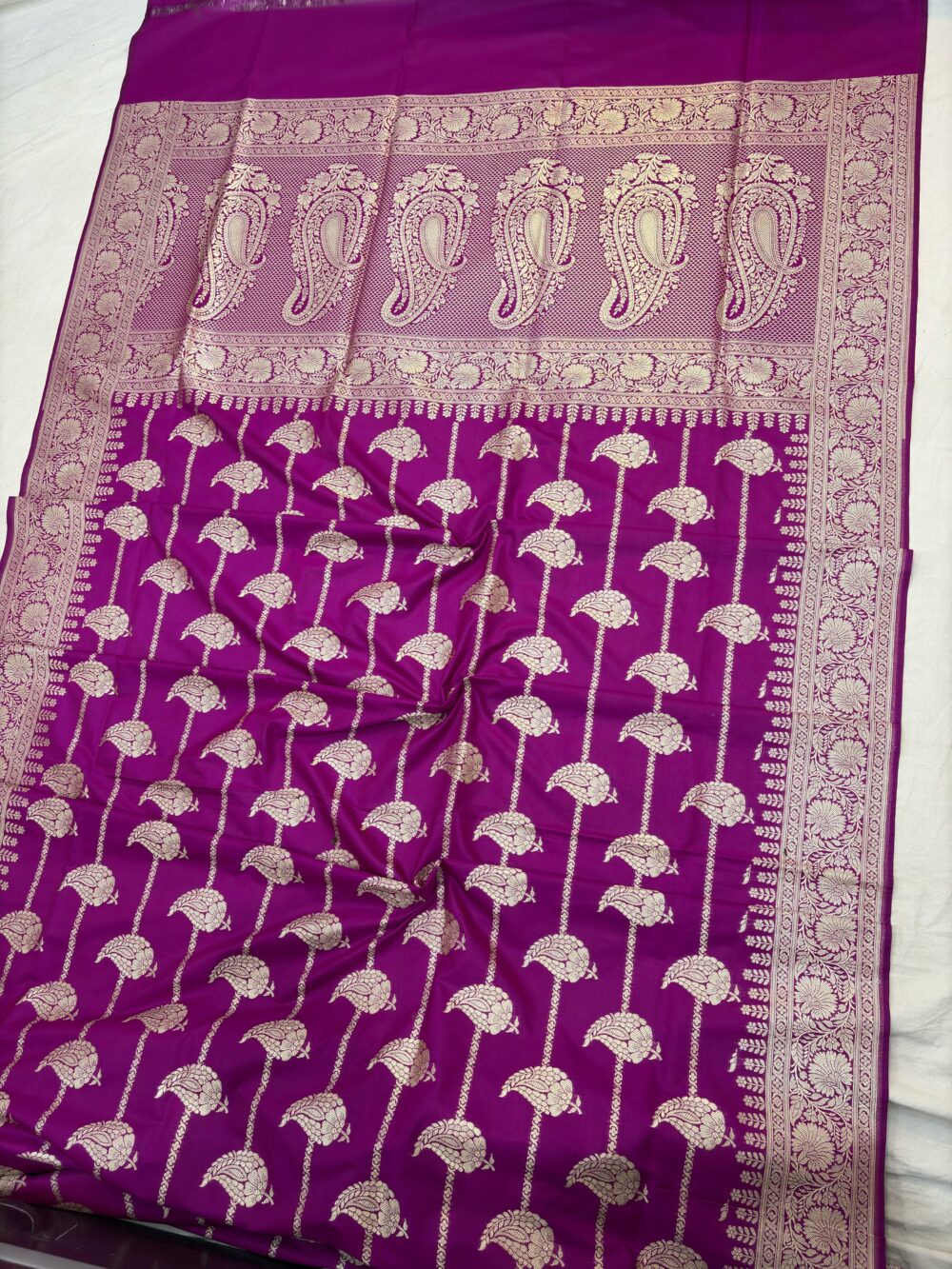 majanta katan silk banarasi jaal saree - Image 2