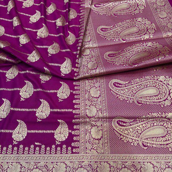 majanta katan silk banarasi jaal saree