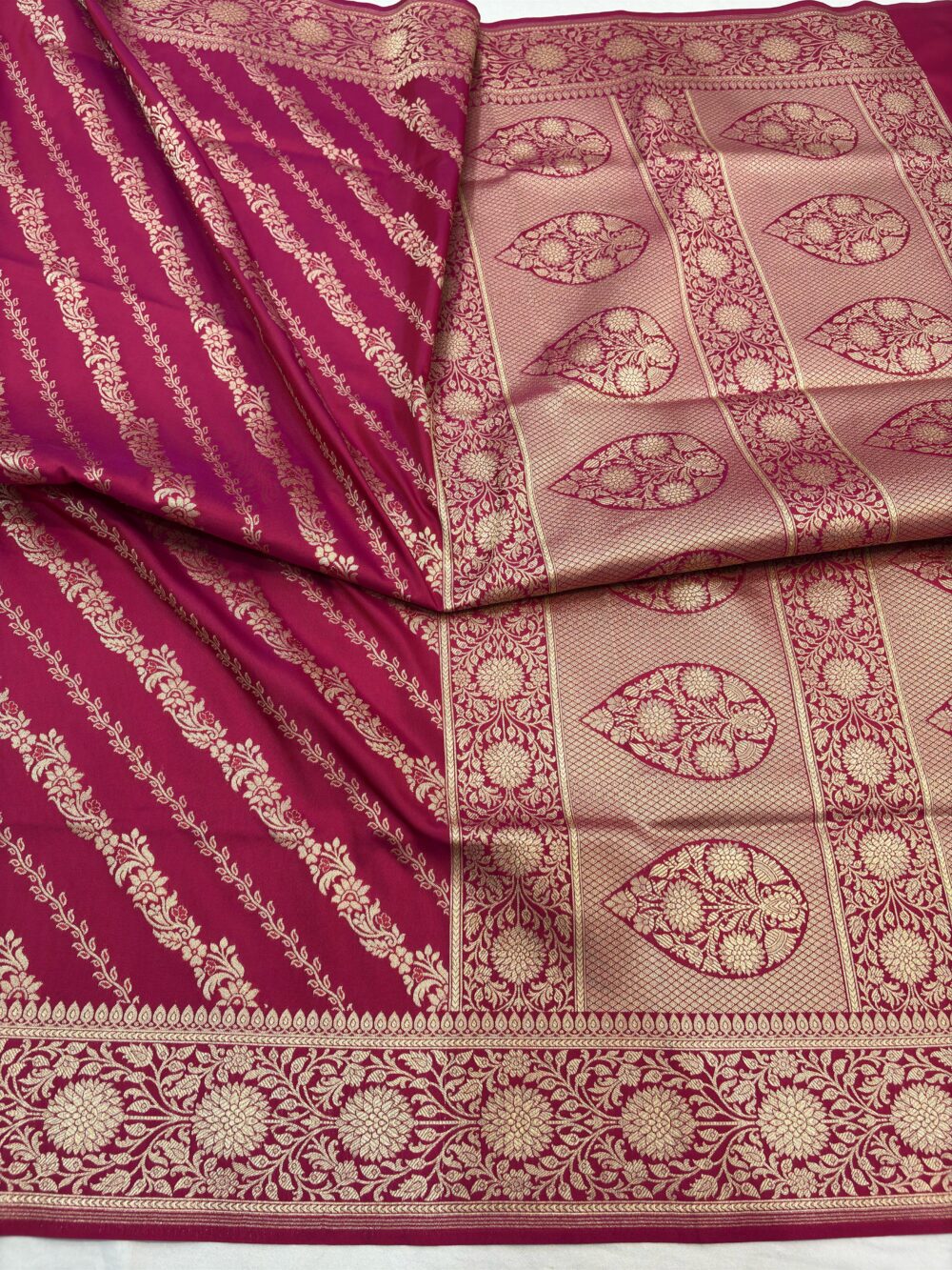 dark ranipink katan silk banarasi jaal sarees