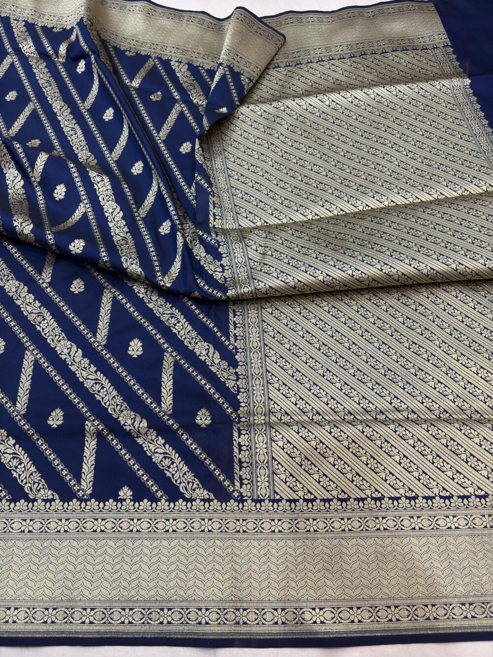 navy blue katan silk banarasi jaal sarees
