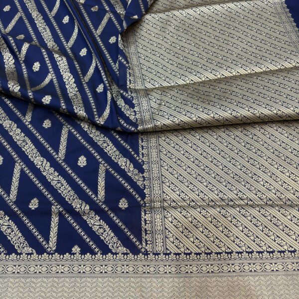 navy blue katan silk banarasi jaal sarees