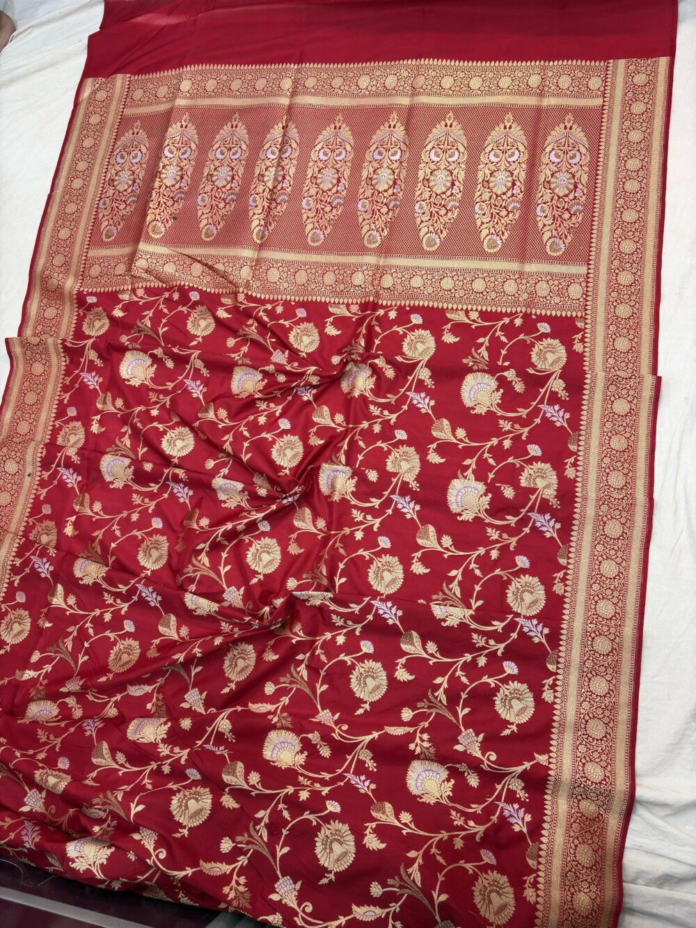red katan silk banarasi sona rupa antiq jaal sarees - Image 2