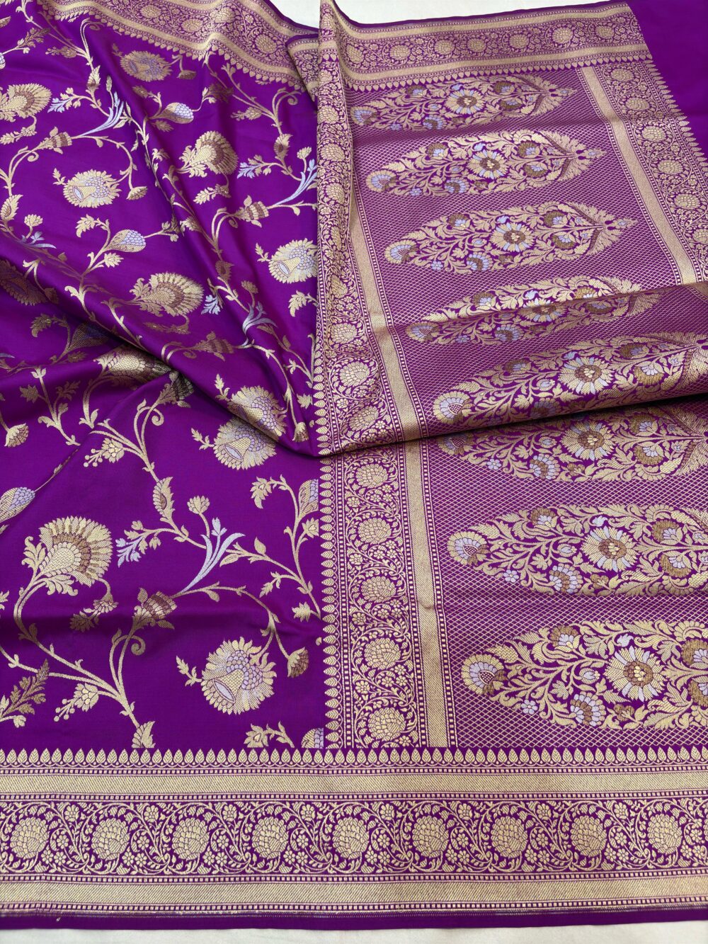 majanta katan silk banaras sona rupa antiq jaal sarees