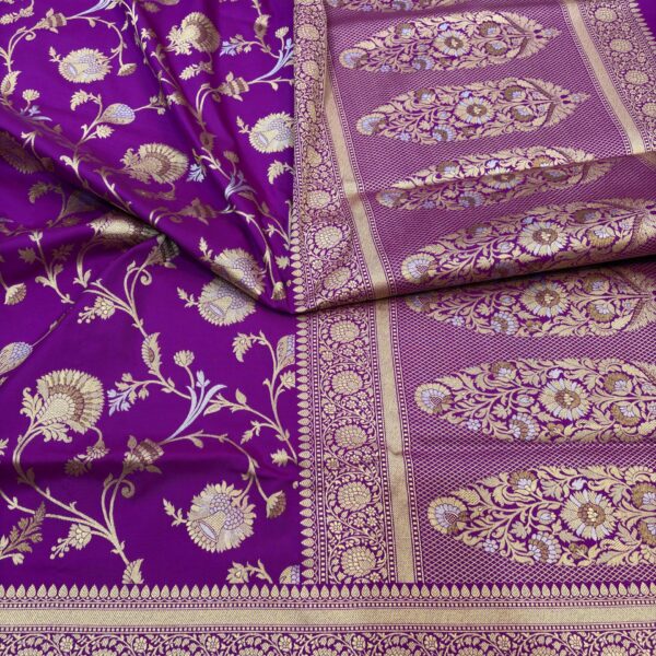 pure banarasi silk jaal saree magenta colour