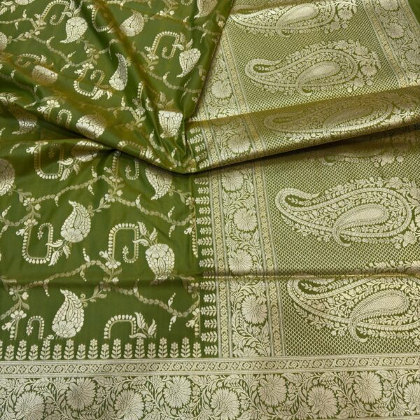 mehndi green katan silk banarasi sarees