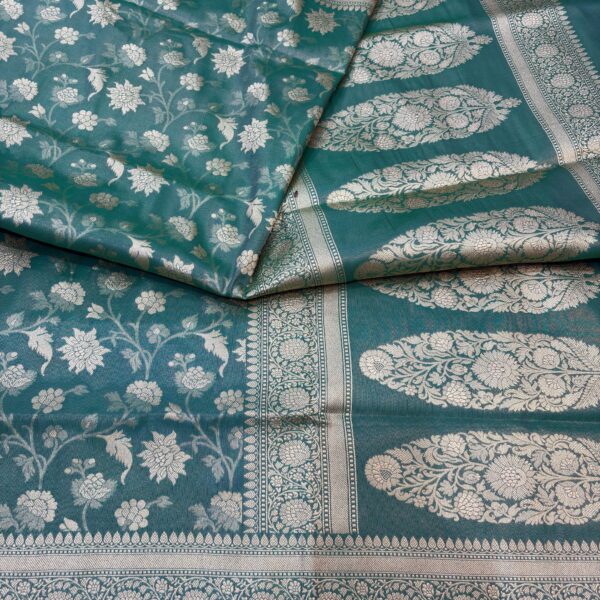 rama green tissue silk banarasi sarees