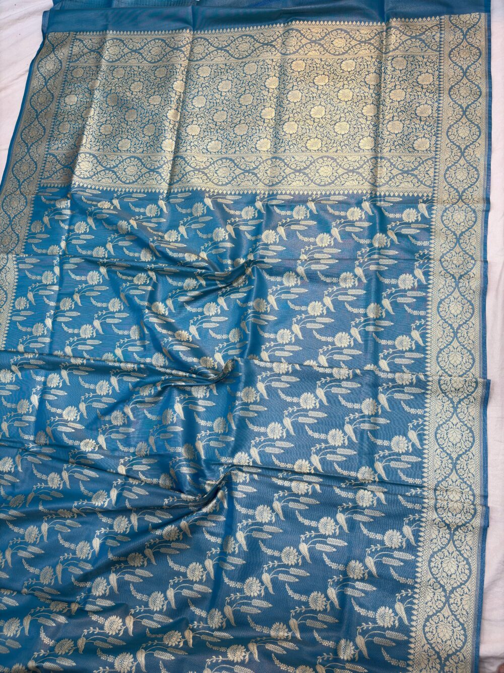 powder blue tissue silk banarasi sarees - Image 2