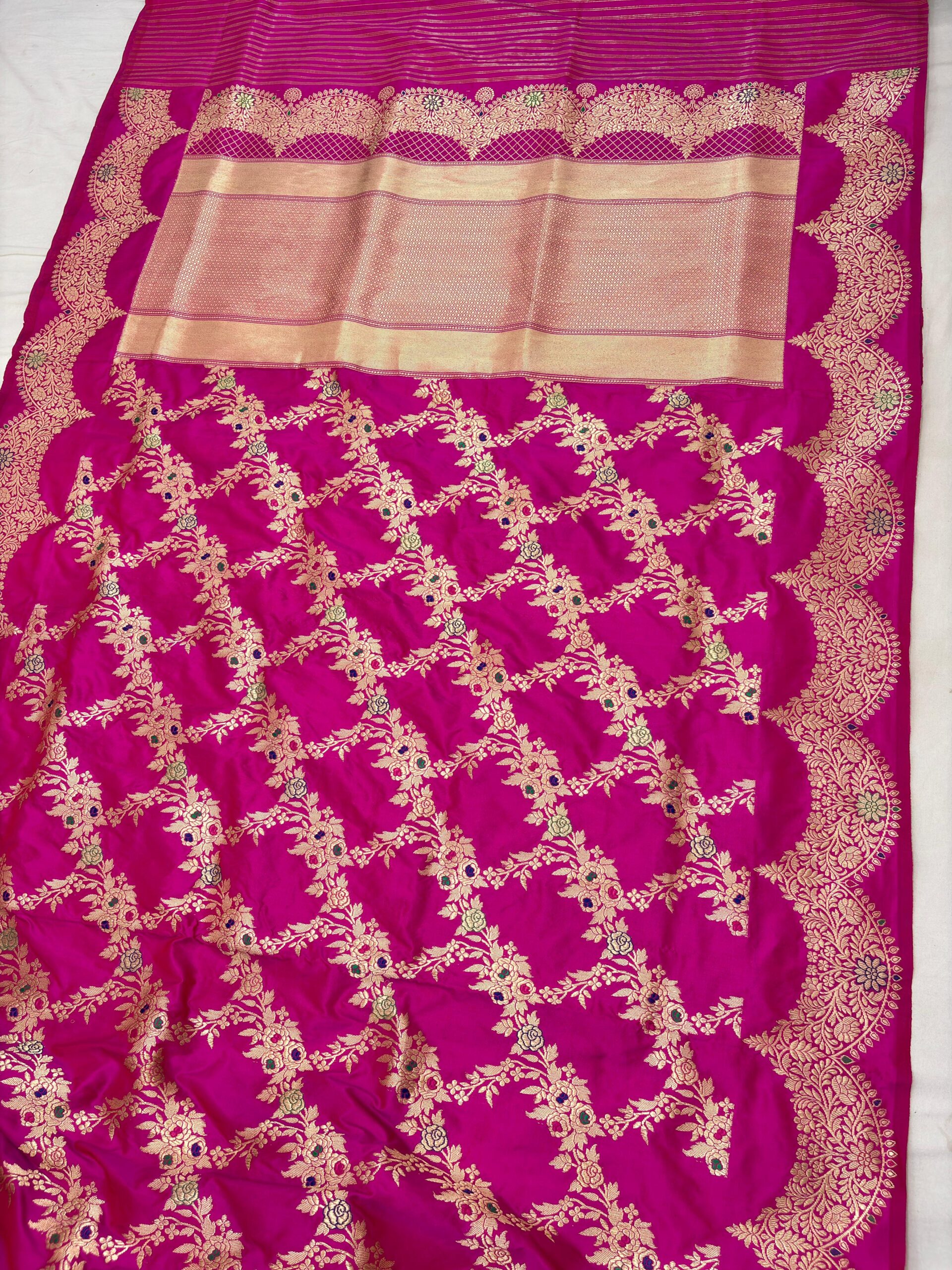 ranipink pure katan silk banarasi handloom handwoven kadhwa jangla sarees - Image 2